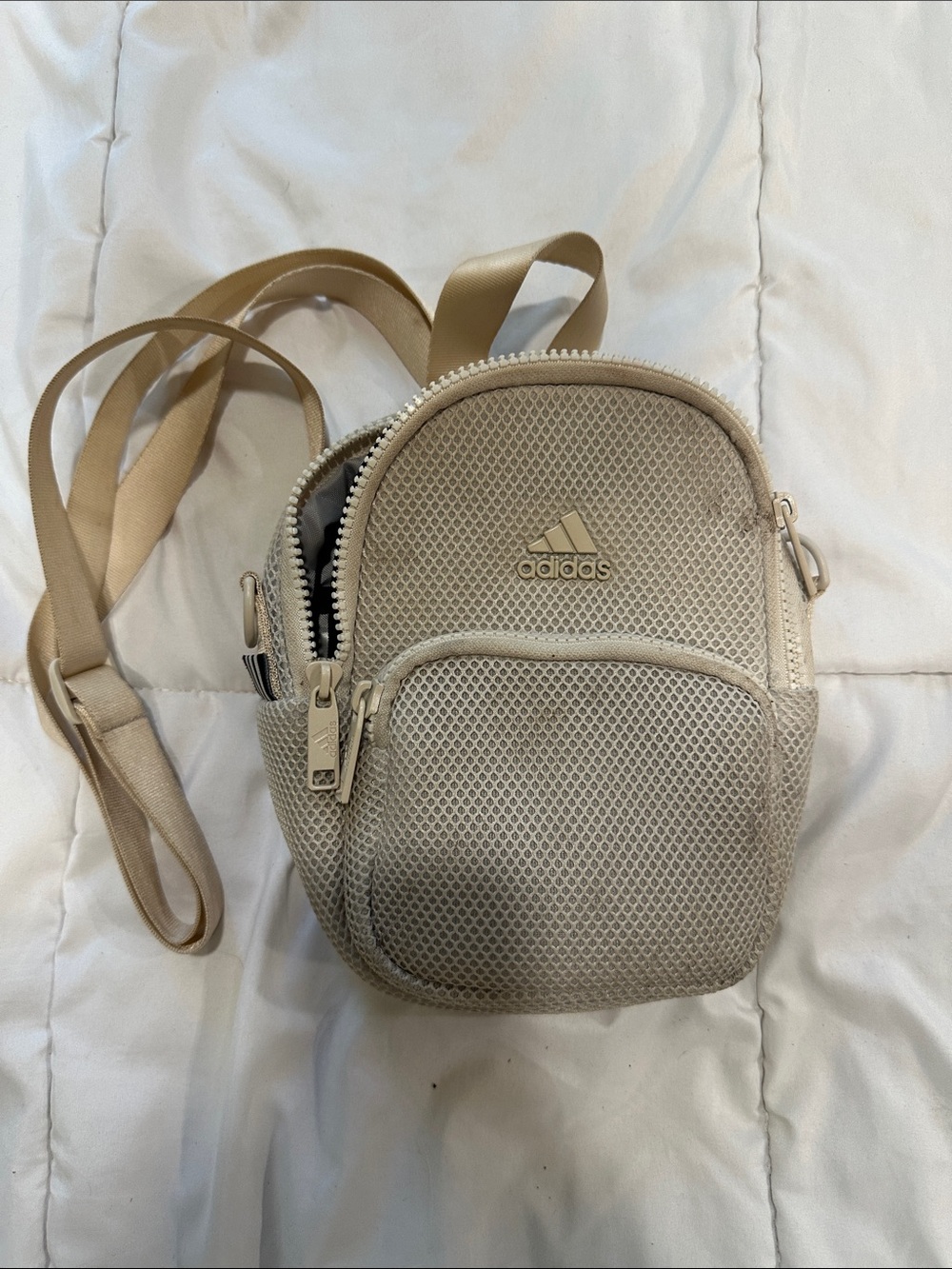 adidas Small Beige Mesh Crossbody Bag for Men